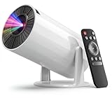 LJYT mini projector, 1080P Portable Projector, Support 4K，WiFi 6, Android 11 ,200 ANSI Lumens, Auto Keystone, Bluetooth 5.4, 210° Rotation, Compatible with TV Stick/HDMI/USB/Smartphone (White)