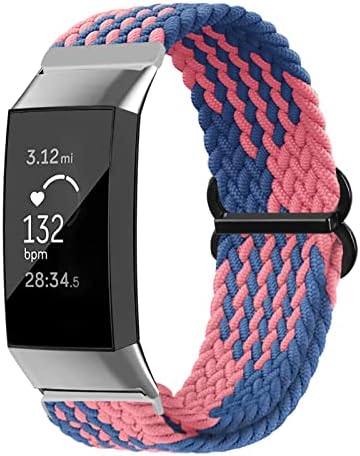 Vozehui Elastic Strap Compatible with Fitbit Charge 5 Strap, Breathable Soft Nylon Adjustable Sport Replacement Band for Charge 5 Activity Tracker Sport Band for Women Men,Rainbow