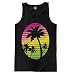 Mens Sunset With Coconut Trees Tank Top T-shirt (Large, BLACK)