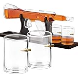 CHIC ET ÉLÉGANCE : La carafe à whisky avec 4 verres bullet séduit par sa forme extraordinaire, son esthétique appropriée et sa grande qualité. La structure classique du verre combinée avec la forme militaire attire l’attention et fait le set un MUST HAVE pour les collectionneurs.