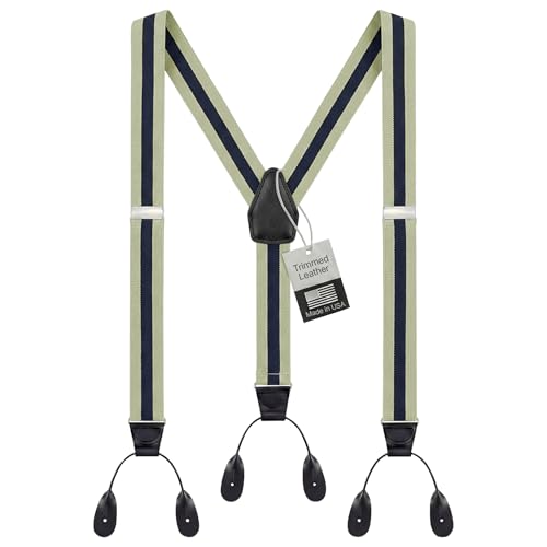 Image of HOLD'EM Tuxedo Button Suspenders for Men - Mens Dress Suspenders Formal | 100% Genuine Leather | Made in USA | Regular & Tall
