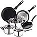 San Ignacio Premium - Batería de cocina de 3 piezas (1.6L, 2.3L, 3.3L) y Set de 3 sartenes (16-20-24 cm), aluminio prensado antiadherente, apto para todo tipo de cocinas incluido inducción, PK669