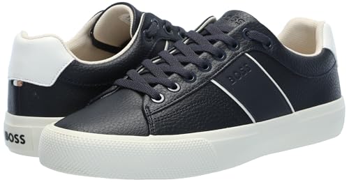 Image of BOSS Men's Aiden Logo Block Leather Low Top Sneakers | Casual Shoes
