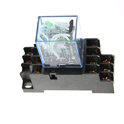 Aexit DC 12V Relays Coil 4PDT 14P DIN Rail Electomagnetic Relay Accessory Power w Socket