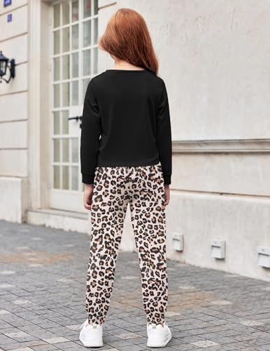 Image of Arshiner Girls 2 Piece Outfits Fashion Twist Front Tracksuit Long Sleeve Pullover Sweatshirt Sweatpants Jogger set Sweatsuit