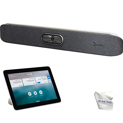 Global Teck Bundle of Poly Studio X30 Personal Meeting Video Bar- Built-in Camera, Soundbar, Integrated Lighting, for Teams, Zoom, RingCentral, Vonage, Streaming Apps- Microfiber Cloth Included
