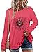 onlypuff Sunflower Graphic Tops Womens Long Sleeve Shirts Pocket T Shirt Sweatshirt Fashion Top Peach XXL