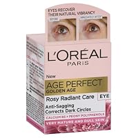 L'Oréal Paris Eye Cream, Rosy Radiant Care,Corrects Dark Circles, Anti-Sagging, For Mature to Dull Skin, Age Perfect Golden Age, 15ml