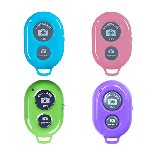 AngelReally Wireless Bluetooth Camera Shutter Remote Control for Smart Phones- Compatible with iOS/Android (Pink+Green+Blue+Purple)