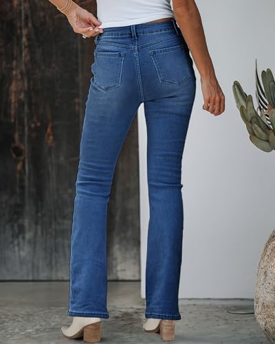 GRAPENT Bootcut Jeans for Women High Waist Stretchy Fleece Lined Pants Flare Jeans Denim Thermal Pants Winter Clothes3