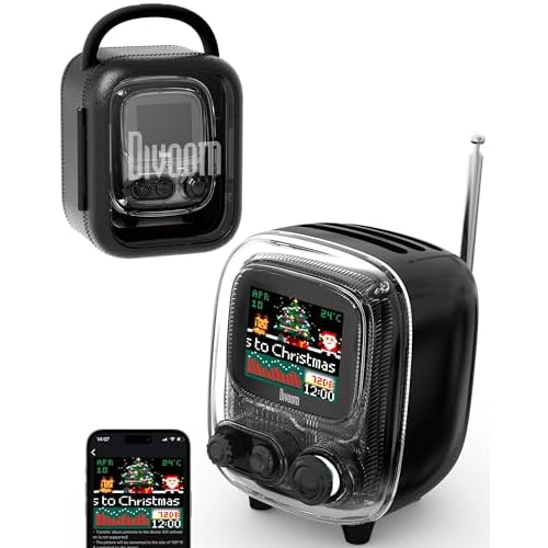 Divoom Tiivoo-2 Portable Bluetooth Speaker with FM Radio,Pixel Art Retro Mini Small Cute Wireless Speaker,Vintage Decor Suitable for Party Office Desk Home Bedroom Kitchen,Gifts for Women Me