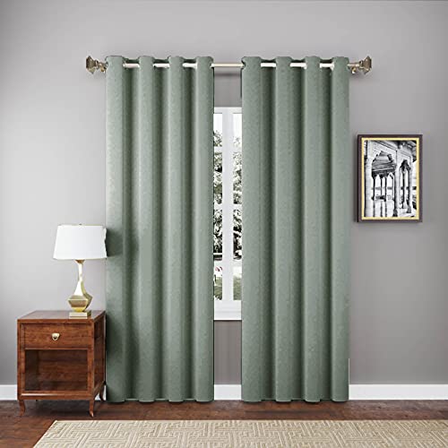 Image of LINENWALAS Textured Herring Bone Weave Curtain Drapes for Door with Elegant Back Tabs (4.5 FT X 7 FT, Bluish Grey)