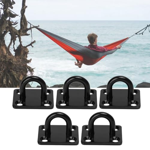 Yuecoom 5 Stück Edelstahl-Deckenhaken, verdickte verstärkte tragende Türschnalle Befestigungsschnalle Ösenplatte für Deckenleuchter, Deckenventilator schwarz