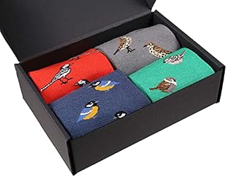 Men Bamboo Crew Socks Garden Birds Gift Boxed 4 Pairs Lg - XL Multicoloured Soft SeriouslySillySocks