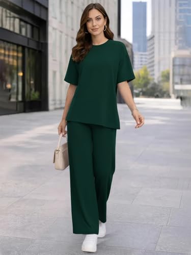 Image of TYSORT Women Casual Summer co ords Set Track Suit Oversized Top Baggy Pant,Top and Pajama Set