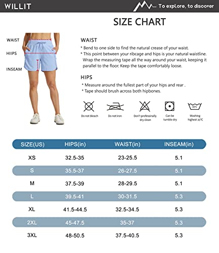 Willit Short feminino de corrida atlético de 12,7 cm de secagem rápida para treino e caminhada short