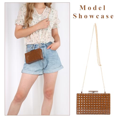 Image of GOKTOW Rattan Acrylic Bag Clutch Purse Evening Bag Woven Handbag Summer Beach Purse