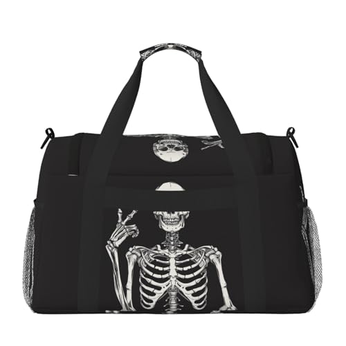Skeleton Duffle Bag Foldable Travel Tote Bag Carry On Large Weekender Overnight Bags Waterproof Gym Bag For Women Men3