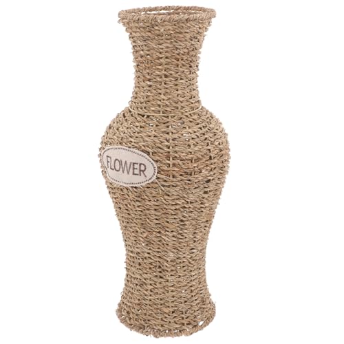 Vase tressé en résine grosse taille pot fleurs intérieur rustique panier stable - 2