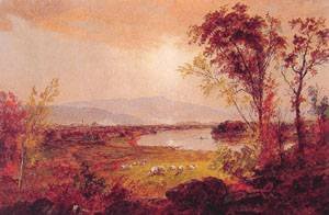Peinture à l'huile reproduction tableau paysage d'automne Cropsey