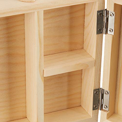 Relaxdays Nähkästchen Holz, 5 Fächer, ausklappbar, ohne Inhalt, Griffe, natürliche Optik, HBT: 12 x 26 x 15,5 cm, Natur