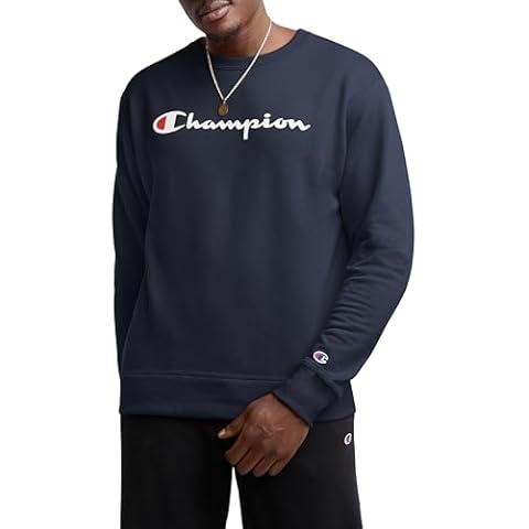 Champion Men's Navy Script Fleece Sweatshirt Cover