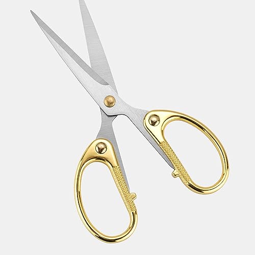 Aemoe SC0005-GOLD-S 5 Inch All Stainless Steel Office Scissors,Ultra Sharp Blade Shears,Sturdy Sharp Scissors For Office Home School Sewing Fabric Craft Supplies Multipurpose Scissors Gold thumb #3