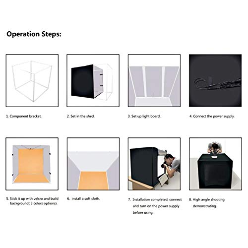 Tragbarer,Faltbarer Fotolichtkasten,31,5 "* 31,5" * 31,5 "Fotostudio Lichtkasten Schießzelt Kit mit 3 Hintergrundfarben für Fotografie, Produktwerbung(EU-Stecker) – Bild 3