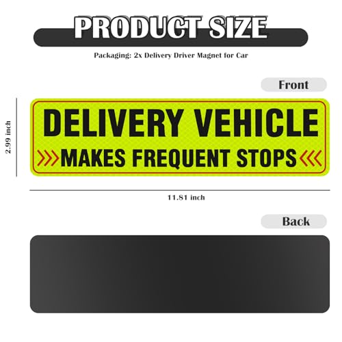 Image of 2PCS Delivery Driver Magnet for Car,Reflective Frequent Stops Car Magnet for Clear Identification,Anti-Water Delivery Sign for Cars Accessories Fit for Deliveries Professionals