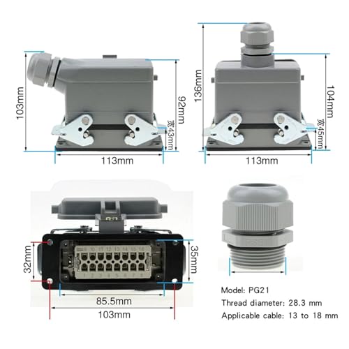 Conector Industrial Estanque 16 Pines con Cubierta Protectora miniatura 3