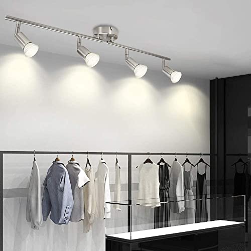 Dllt Modern Led 4 Light Track Lighting Kit, Flush Mount Wall Or Ceiling Spot Lights Fixtures, Flexibly Adjustable Decorative Accent Lamp For Kitchen, Living Room, Bedroom, Hallway Gu10 Bulbs Included #TOP5