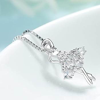 WANDA PLATA Halsketting met ballethanger voor meisjes, dames, 925 sterling zilver, cadeau voor de eerste communie, Sterling zilver
