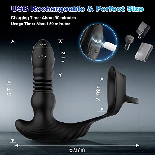 Thrusting Prostate Massager Sex Toys For Men, Vibrating Anal Plug With Cock Ring, Krumppo Anal Sex Toys With App Remote Control, Butt Plug Anal Vibrator With 9 Thrusting & Vibrating Modes, Adult Toys #TOP5