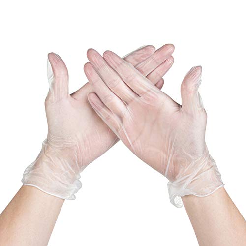 Skymore Disposable Gloves, Food Grade Cleaning Gloves, PVC Powder Free, Chemical&Domestic Industry White 100Pcs M