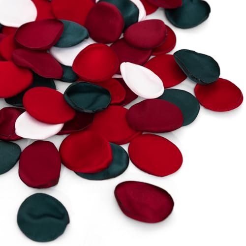 TINGE TIME 400pcs Silk Rose Petals Christmas Flower Petals for Wedding, Flower Girl Basket, Aisle Runner, Romantic Dinner Centerpieces, Proposal, Party Confetti
