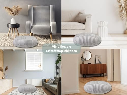 XDREAM Bodenkissen aus Kord Ø 105 cm | Yogakissen, Meditationskissen, Sitzkissen, Sitzpouf mit hochwertigem Kordbezug | Oeko TEX Zertifiziert | Höhe 25 cm