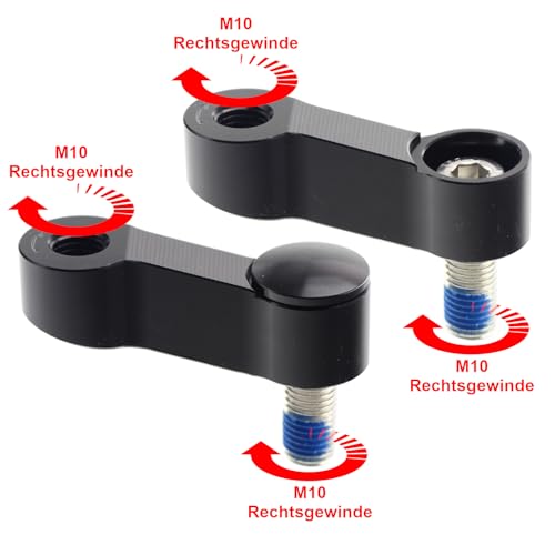 Area1 (2x M10 Rechtsgewinde) Premium CNC Motorrad Rückspiegel Spiegel Arm Verlängerung Verbreiterung Kompatibel mit Mondial GN
