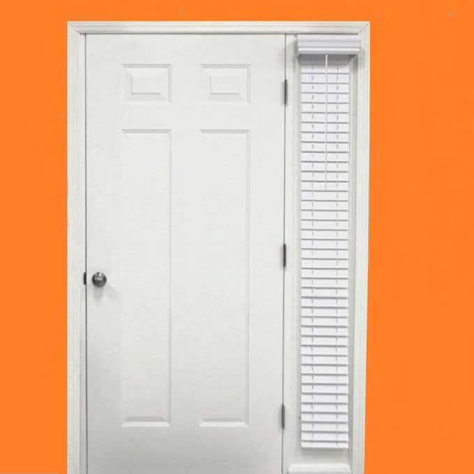 Blinds House Solution, Custom Made 2 Inch Faux Wood Sidelight Single Blind for Door, Cordless Wand Tilt Only, Inside or Outside Mount, Pearl (Light Ivory)