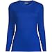Lands' End Womens Long Sleeve Micro Rib Crew Sapphire Gem Blue Petite Small