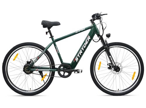 Image of Stryder Amped 27.5T Electric Cycle for Men & Women 36V Internal Battery Upto 35km Range Waterproof LCD Display EN06 Dual Disc Brakes Front Suspension || Height 5.4 to 6 feet Green