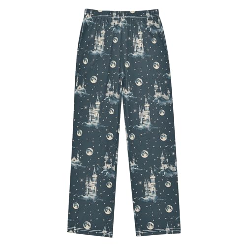 Pajama Pants Castles House Moons Halloween PJ Bottoms Sleepwear Lounge Sleep Pant with Pockets
