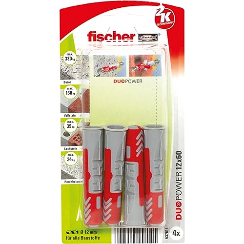 Fischer 537615 Lot de 4 kits de montage Duopower 12 x 60 K (4)