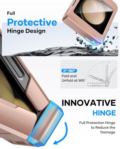 Image of ASAFCASE for Samsung Galaxy Z Flip 5 Case with Card Holder, Rose Gold