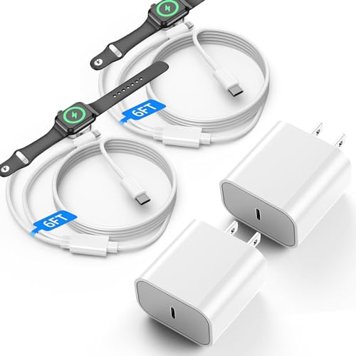 Improved USB-C Charger for i Watch, 2-in-1 iPhone and iWatch Magnetic Fast Charging Cable with USB-C Wall Charger, Compatible with i Watch Series 8/7/6/SE/5/4, iPhone 14/13/12/11 (2PS)