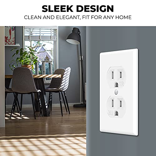 Tania Wiring Devices Duplex Wall Outlet, Tamper-Resistant Receptacle, Residential Grade, 15A 125V, Grounding, 2-Pole, 3-Wire - White, Ul Listed (1 Pack) #TOP6