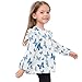 ODAWA Kids Double Ruffle Long Sleeve Blouse, Butterflies Blue White Baby Girl Cotton Blouse 4T