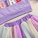 Kayotuas Toddler Baby Girl Birthday Outfit Birthday Girl Shirt and Tutu Skirt Set Cake Smash Outfits 2 Piece Fall Dresses (Purple, 5-6 Years)