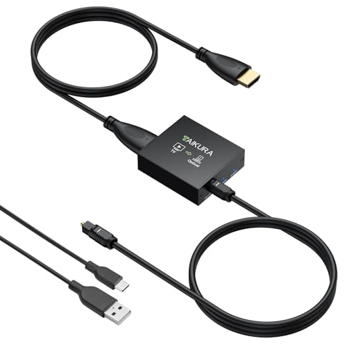 TAIKURA HDMI ARC/eARC to Optical Audio Adapter with 192KHz 24bit Output Supports PCM 2.0 Dolby 5.1 DTS 5.1 Plug and Play HDMI to Optical Converter for HDTV Home Theater Wireless Headphones