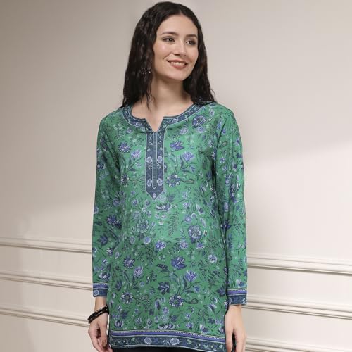 Image of BIBA Women's Polyester Printed Straight Kurti