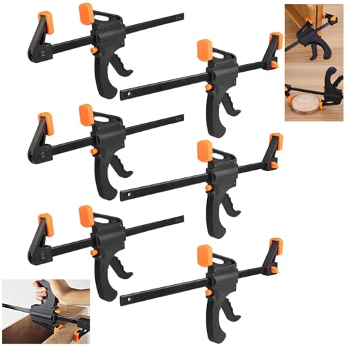 Lista de Sargentos de madera del mes. 42 ZAKASEA 4 Pulgadas Barra Herramienta, 6 PiezasAbrazadera para Carpintería de de 4 Pulgadas, Juego de Pinzas de Agarre Rápido, Abrazadera de Barra F